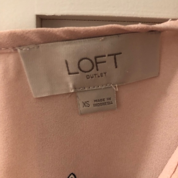 Loft pink floral print professional blouse, size xs - Picture 4 of 6